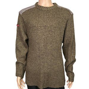 RARE Vintage Reverb Mens L Brown Long Sleeve Pullover Knit Sweater Shoulder Pads
